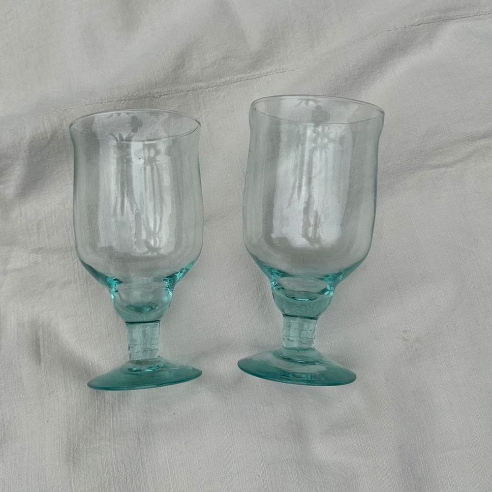 Pair of Recycled glass water goblets